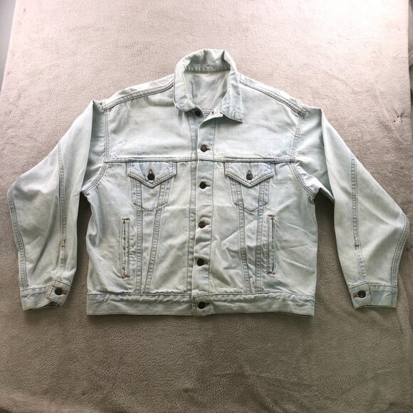 Levis Men's Jeans Jacket Large Vintage Made in the USA Light Wash - Picture 15 of 16